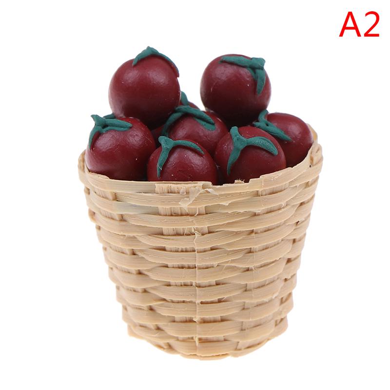 1:12 Mini Simulation Artificial Fruits Vegetables Doll House Furniture Decor Bamboo Basket Miniature Accessory For Children Kids