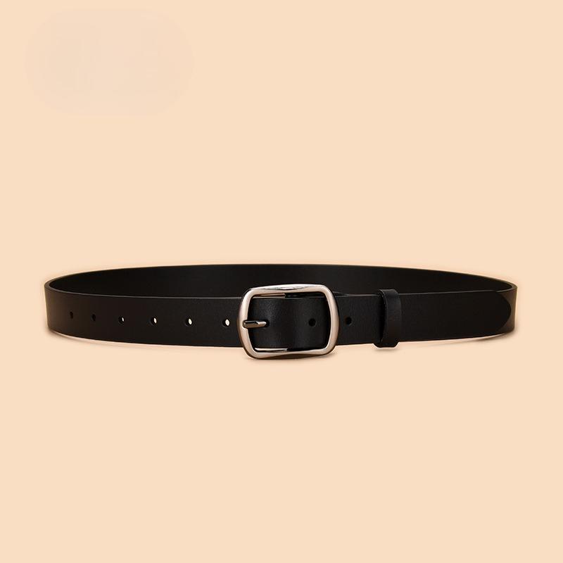 New Two-layer Leather Women's Pin Buckle Belt Casual and Versatile Retro Leather Belt Women's Japanese Buckle Jeans Belt