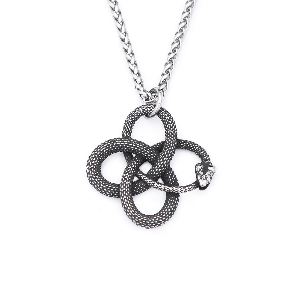 Punk Hip Hop Ouroboros Snake Pendant Men's 316L Stainless Steel Gothic Biker Vikings Animal Necklace Party Jewelry Dropshipping