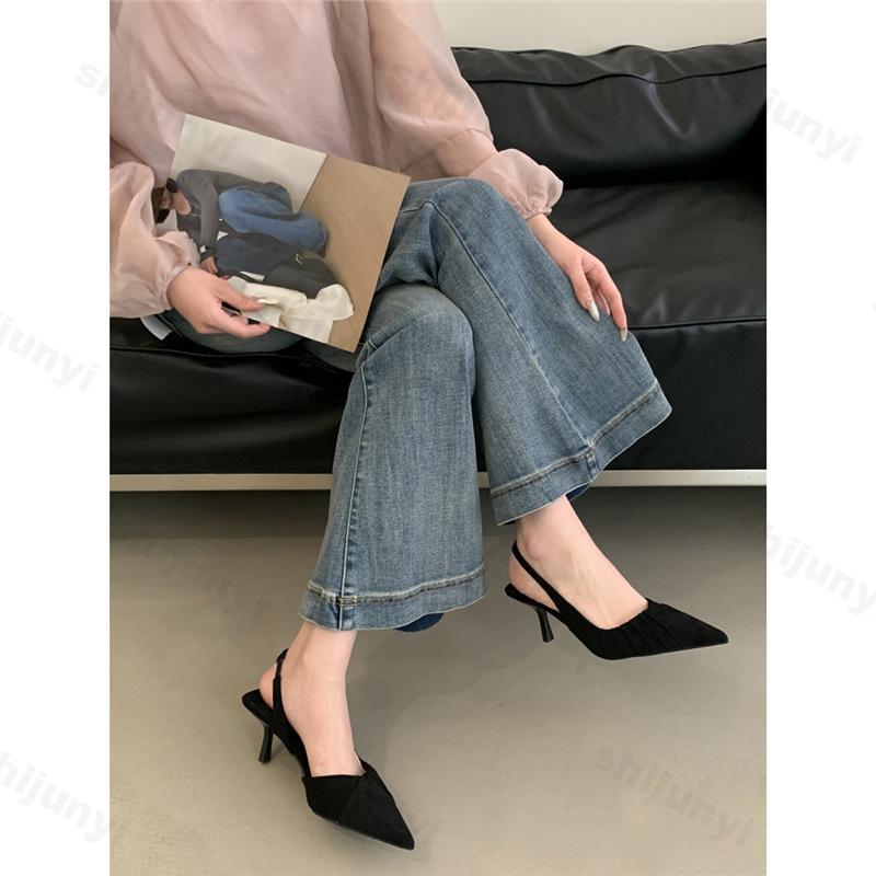 Fashion Elegant High-heeled Single Shoes Pointed Head 2025 Summer New Women's Temperament Lightweight Comfortable Back Strap Cool Pumps