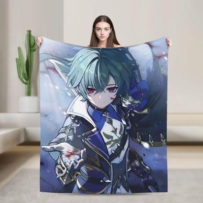 Lohen Game Fleece Throw Blanket Genshins Impacts Blankets for Bedding Bedroom Lightweight Bedding Throws