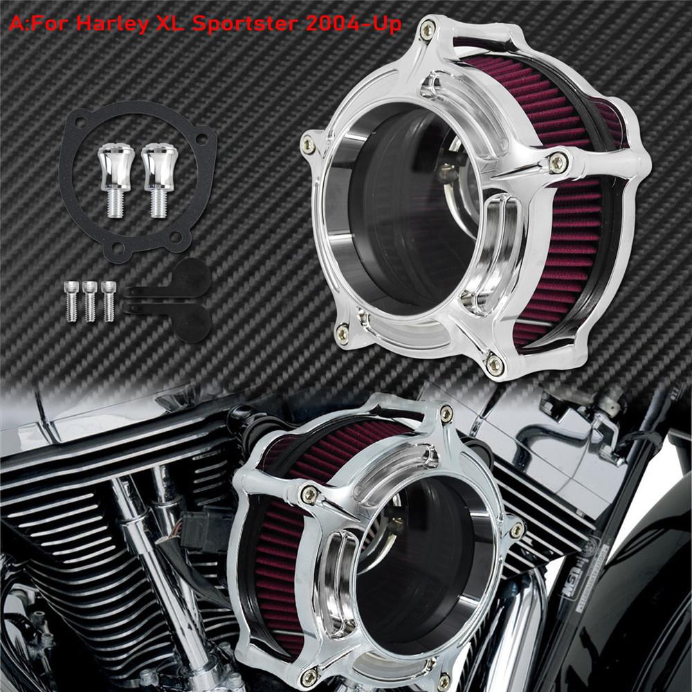 Motorcycle Air Filter Air Cleaner Kit CNC Intake System Chrome For Harley Sportster Dyna Softail Touring 883 1200 Electra Glide