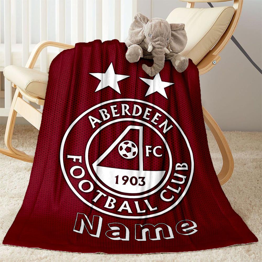 Aberdeen Fc Crest Personalized Text Blanket Multi-purpose Personalized Blanket Soft & Cozy Perfect for Bed Nap Seaside Chair All-Season Use
