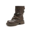 Maillard platform Martin boots women's new autumn brown pile boots retro versatile warehouse tube boots small short boots