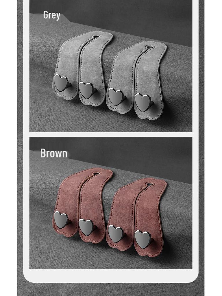Heart-Shaped Car Seat Back Double Hooks for Hidden Storage