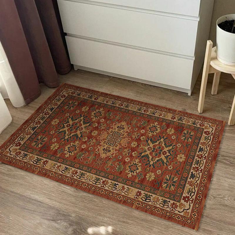 Vintage Light Luxury Bohemian Entry Living Room Decorative Rugs Crystal Pile Rugs Home Decor Bedroom Non-Slip Floor Mats