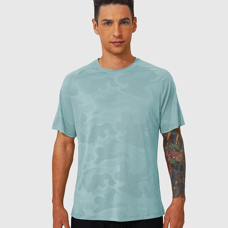 

Весенне-летняя быстросохнущая спортивная футболка жаккардовой вязки свободного кроя - Дышащая, влагоотводящая, с круглым вырезом, с коротким рукавом XXL (180-200 jin)