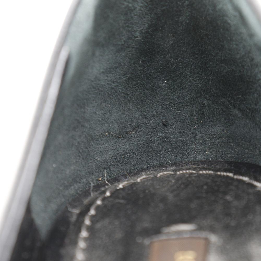 LOUIS VUITTON Monogram flower pumps Round toe black leather flour Women Used