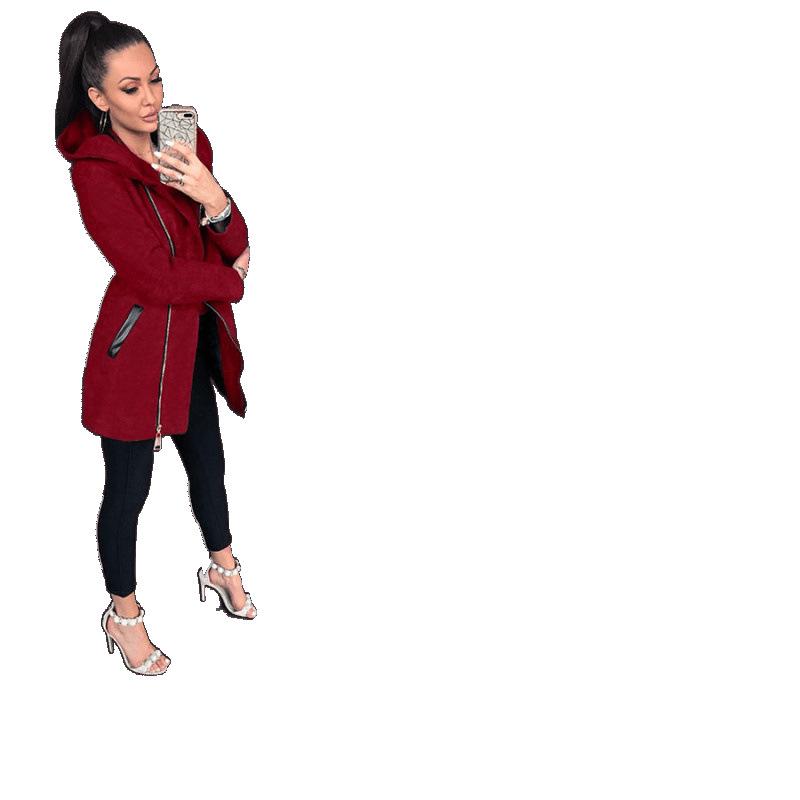 Women's 2024 Fashion Fleece-Lined Hooded Jacket with Side Zipper