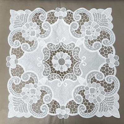 Classical White Lace Embroidered Square Fruit Dessert Coffee Table Coaster Tea Mat Jewelry Box Antique Cover Cloth