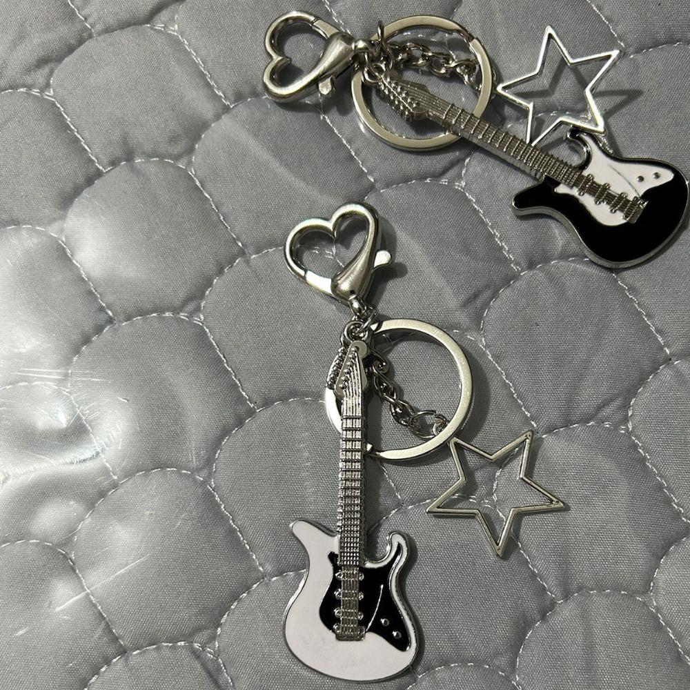 Star Guitar Key Chain Y2k Musical Instrument Keychain Key Chain Guitar Keyring  Couple Gift