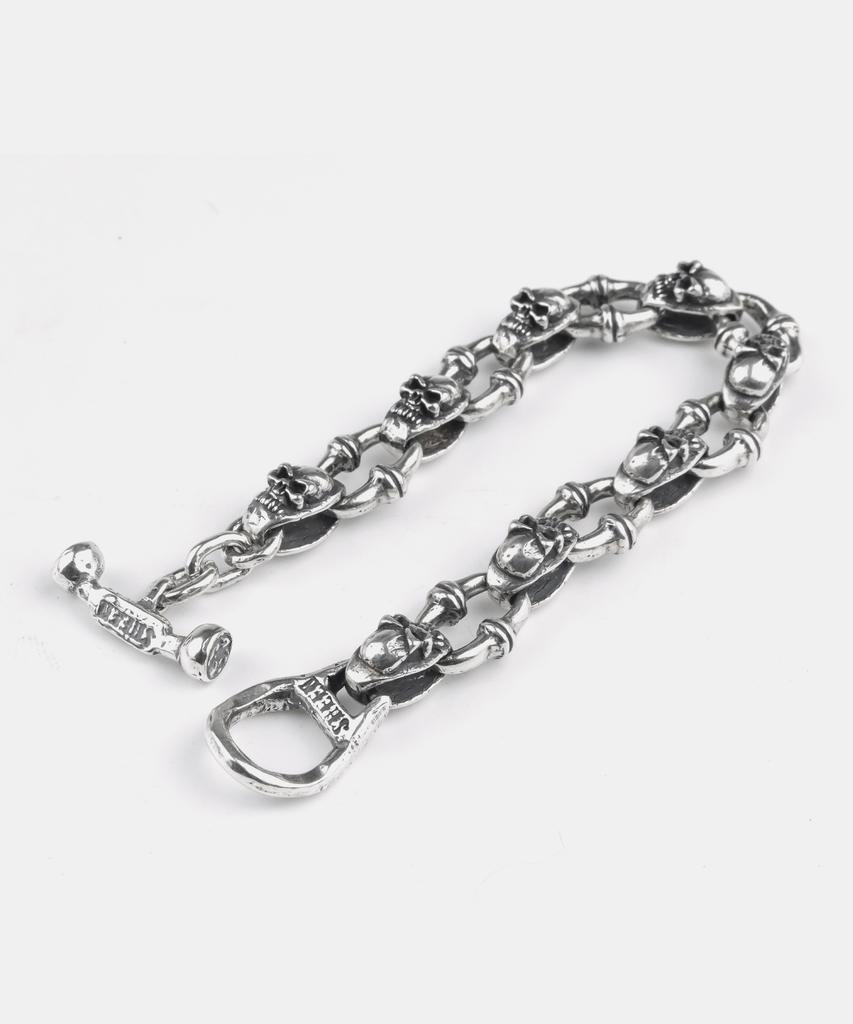 Sheen666 Skull Link Silver Bracelet