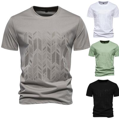 Чоловіча повсякденна футболка вільного крою з круглим вирізом, коротким рукавом та вишивкою. Літня дихаюча, легка та м'яка футболка для чоловіків. Робоча, відпускна, пуловер.
