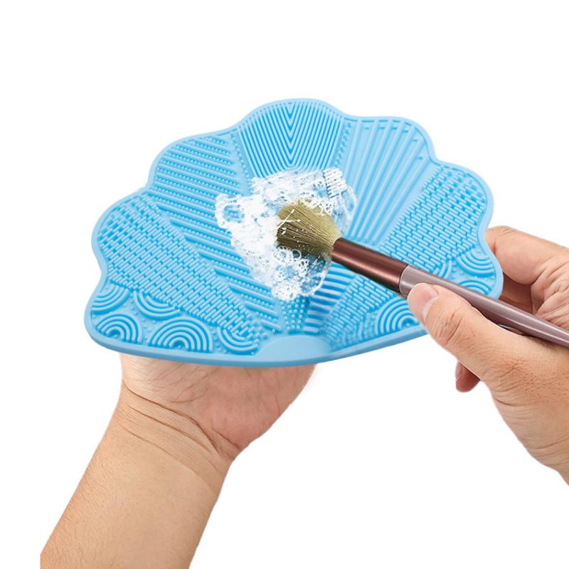 Scrubbing Pad Cosmetic Brush Cleaning Pad Silicone With Suction Cup Scallop Avocado Shape Cleaning Scrubbing Pad Beauty Supplies