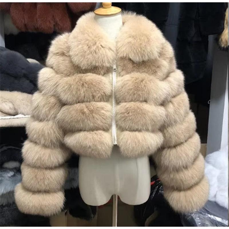 Women`s Faux Fox Fur Cropped Jacket