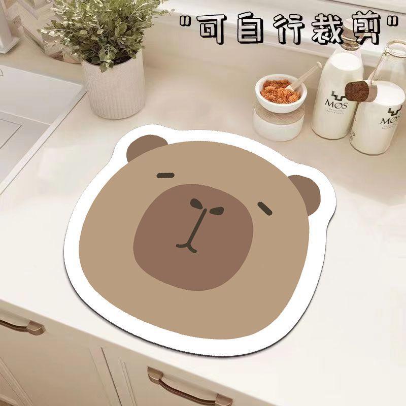Cartoon Diatom Mud Table Mat, Kitchen Countertop Drain Mat, Anti-Scalding And Water-Absorbing Quick-Drying Mat, Wear-Resistant And Dirt-Resistant