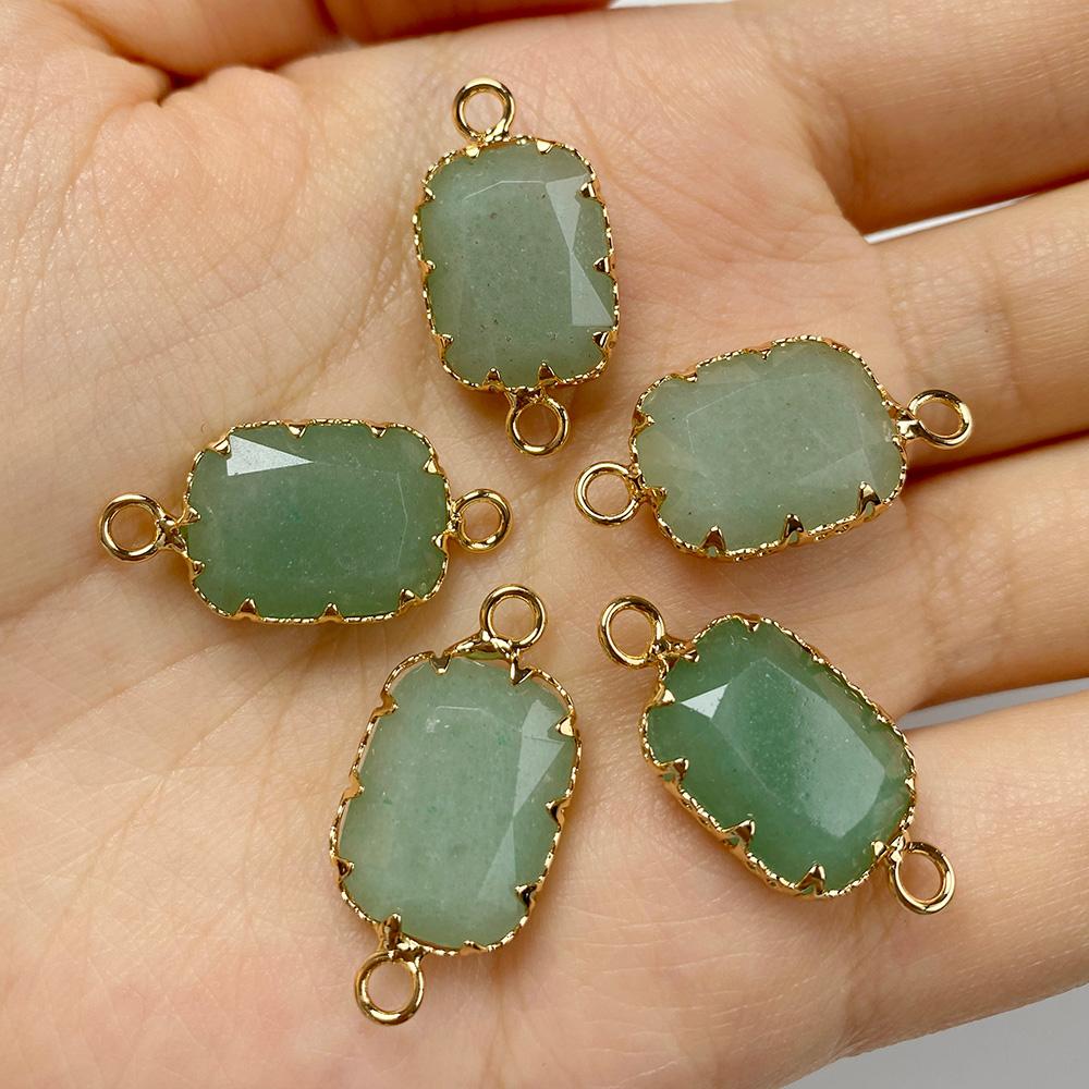 2pcs Natural Stone Pendant Quartz Lapis Chalcedony Amethysts Tiger Eye Stone Connector Charm For Making Necklace Bracelet