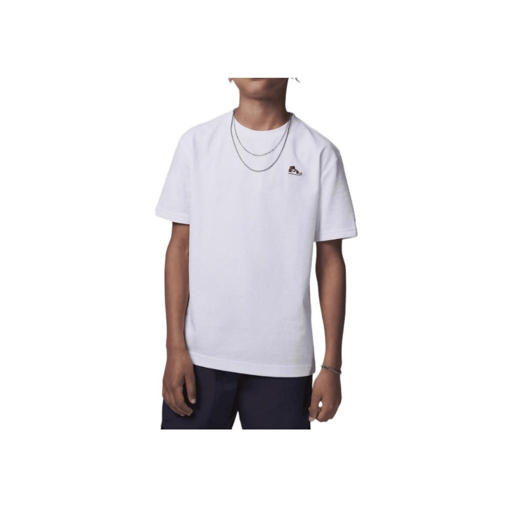 Jordan T-Shirt Air Solid Color Soft Comfortable Casual Sports Short Sleeve Kids Tops White HF2321-100