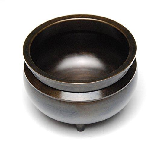 Hasegawa Buddhist Altar Incense Burner, Tabletop Incense Burner (Brass, Colored) 3.5 inches, Incense Holder for Buddhist Altar, Dark Brown