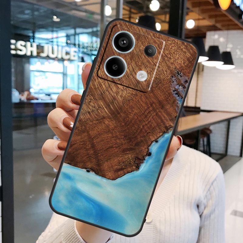 Traveler Protective Wood Resin Case For Xiaomi Redmi Note 13 Pro 10 11 12 14 15 Pro Plus Redmi 15C 14C 10C 12C 13C 15 Cover