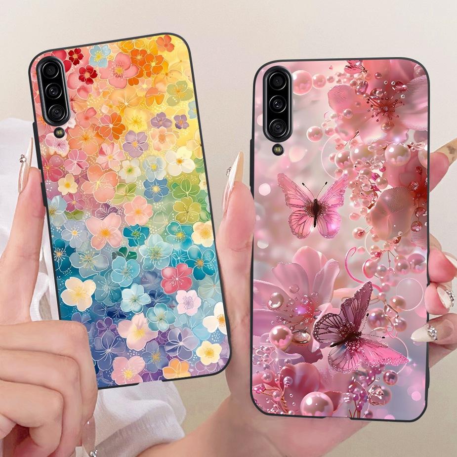 For Samsung Galaxy A90 5G Case SM-A908B Luxury Flowers Butterfly Painted Cover Soft Slim Phone Case For Samsung A90 A 90 5G Bags