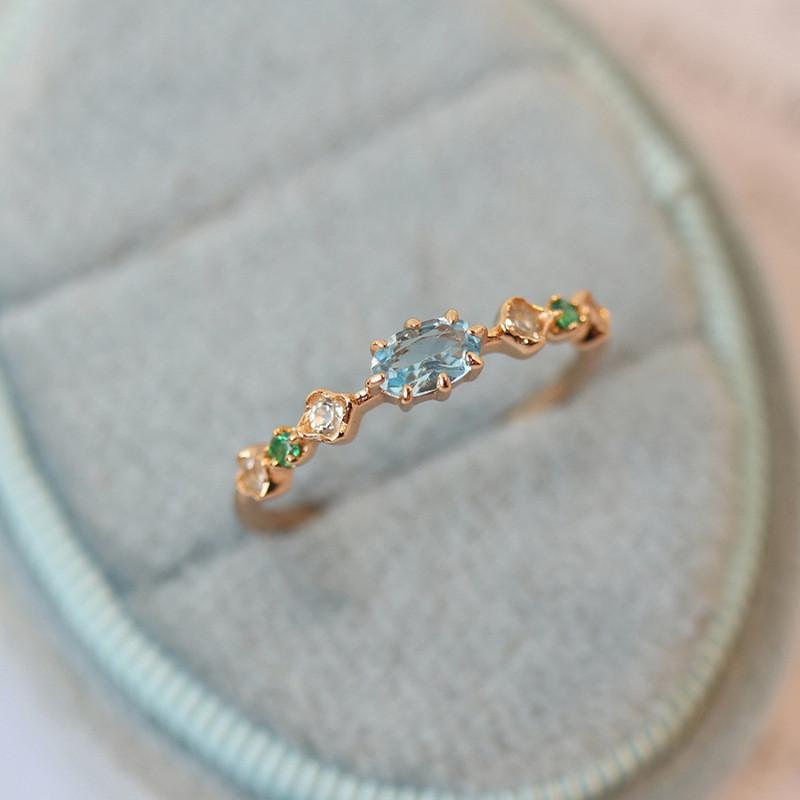 Open Ring Fashionforward With Captivating Blue Topaz Gemstone For Women Stylish Everyday Accessory