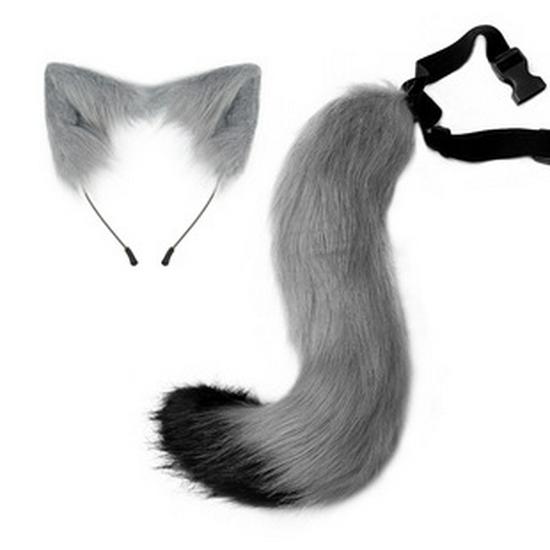 Popular Halloween Beast Claws Faux Plush Fox Ears Headband & Tail Cosplay Accessories