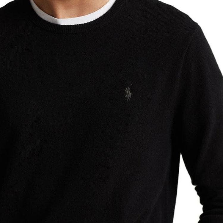 Polo Ralph Lauren FW23 Solid Color Crew Neck Casual Pullover Sweater Men Sweater Black MNPOSWE16821244-001