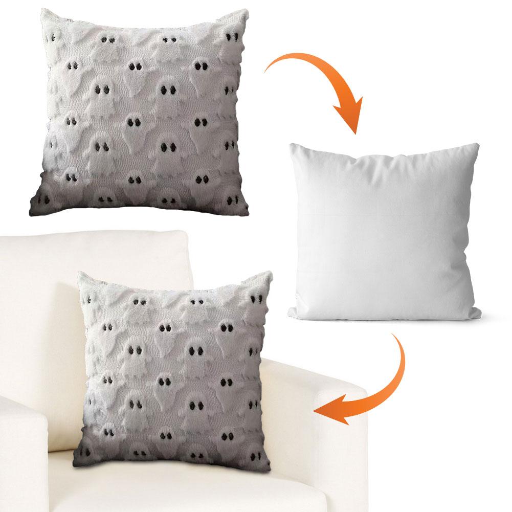 Halloween Ghost Pumpkin Pillowcase Comfortable Plush Faux Fur Pillowcase Ghost&Pumpkin Pillow Cover for Home Party Pumpkin Decor