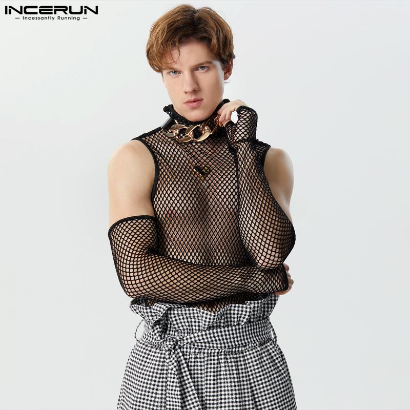 

INCERUN мужские сетчатые комбинезоны с рукавами и клубными тонкими боди