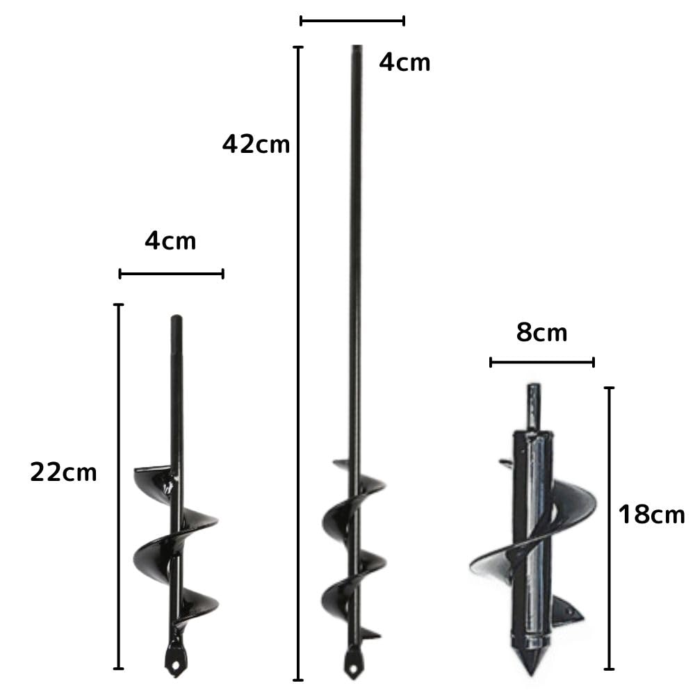PLEAVIT Earth Drill, Auger Drill Bit, Hole Digger for Lawn and Garden Use, Hex Shank (Set of 3)