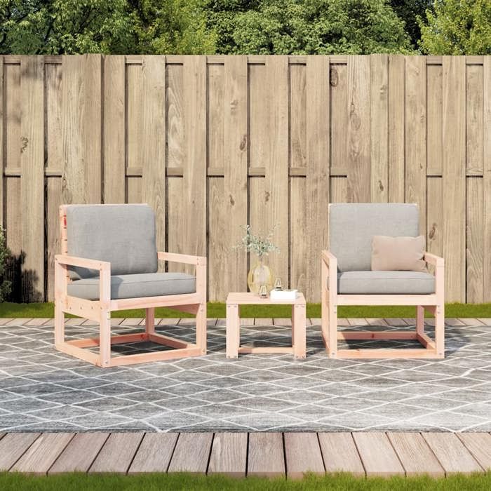 VidaXL Salon de Jardin 3 pcs, Sièges de Patio, Ensemble de Meubles, Mobilier de Terrasse Arrière-cour Extérieur, Bois Massif 832555
