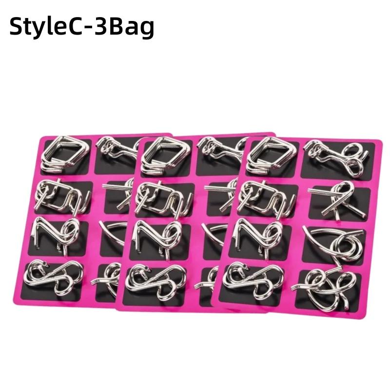 8Pcs/Set Metal Unlock Puzzle Toy Brain Teaser Rings for Adults Office Party IQ Logic Game Stress Relief Gift Box Fidget Tool