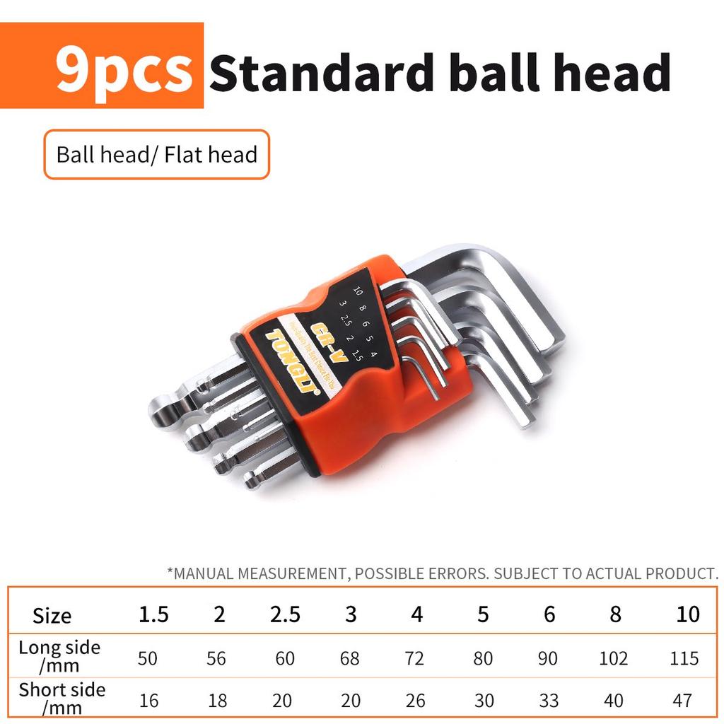 9Pcs Allen Key Wrench Set Hex Universal Metric Long Ball Torx L Flat Head Screwdriver Spanner Vehicle Repair Short Arm Tool