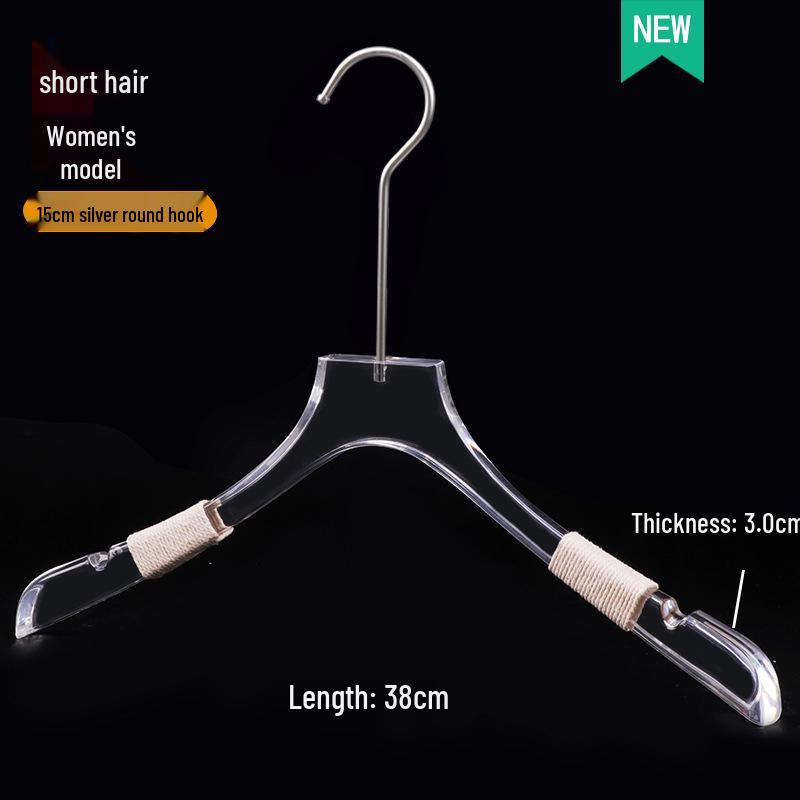 Acrylic Non-slip Clothing Hanger with Pant Clips for Men, Women, and Children - Transparent Plastic with Logo
