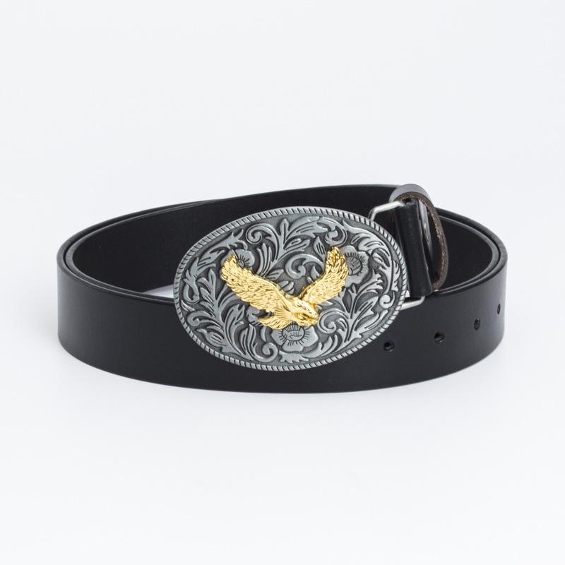 Eagle Pattern Unisex Cowboy Cowhide Belt