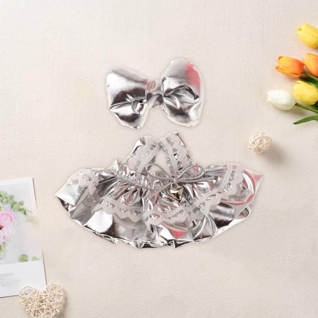 2 Pieces Dolls Dress and Hairpin Costume Outfits Handmade Clothing for 15-17cm