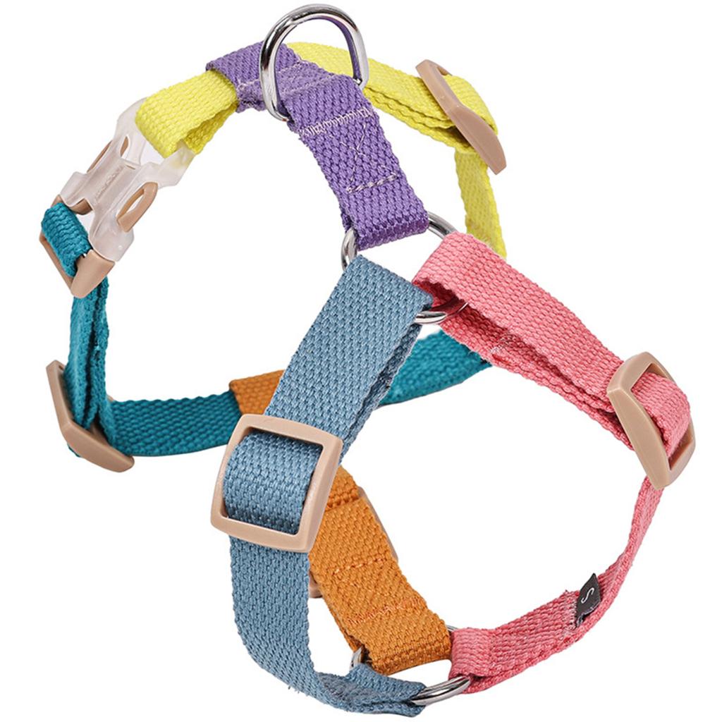 Dog Harness Quick Release Design Tear-Resistant Adjustable Ergonomic Dog Training Splicing Color Cotton Small Medium Dog Harnesses Chest Strap