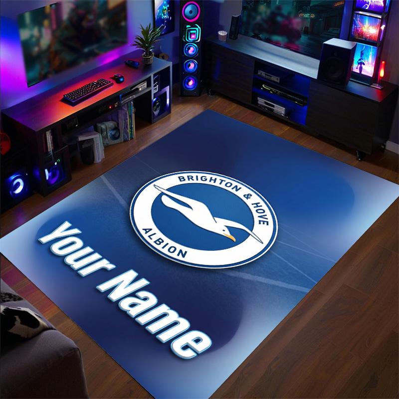 Crystal Velvet Rug Brighton & Hove Albion Football Print Custom Name Text Floor Mat Home Decor