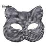 Luxury Rhinestone Costume Mask Full Halloween Mask, Sparkling Skull And Cat Face Carnival Adjustable Elastic Straps for Theme Dances Decorative Party