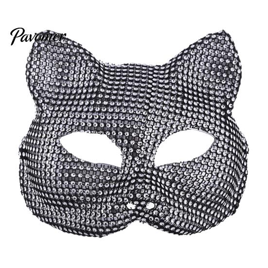 Luxury Rhinestone Costume Mask Full Halloween Mask, Sparkling Skull And Cat Face Carnival Adjustable Elastic Straps for Theme Dances Decorative Party