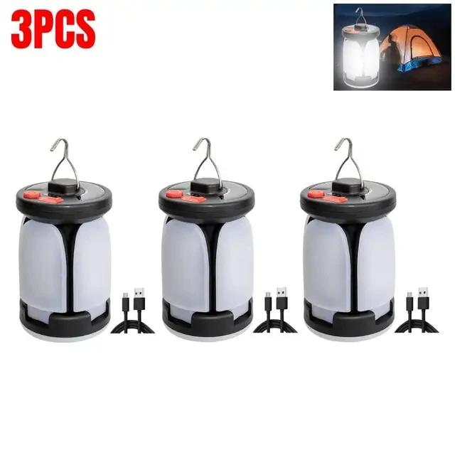 1-5PCS Camping Lantern LED Lamp with 6 Light Modes Ultra Bright LED Tent Lamp USB & Solar Rechargeable Hiking Lights for Fishing