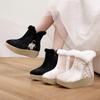 Winter Chunky Platform Ankle Boots for Women Non-Slip Embroidered Snow Booties with Faux Fur Lined Women's Warm Comfortable Wedge Walking Boot Shoes