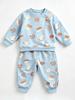 Warm Fleece Lined Baby Clothes Set Cute Round Neck Sweatshirt + Pant Kids Boy Girl Clothing
