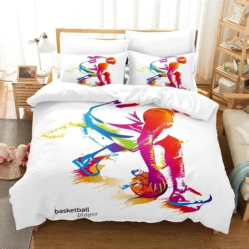 Basketball Duvet Cover Set QueenSports Gaming Comforter Cover for Boys GirlsBlack Graffiti Bedding Set Sports Bedspread Cover