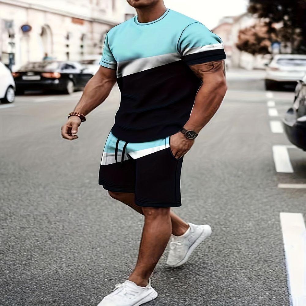 Summer Street Men's Suit Sportswear Men's Oversized Clothing 3D Print T-Shirt Shorts Men's Simple Clothing Fashion Suit