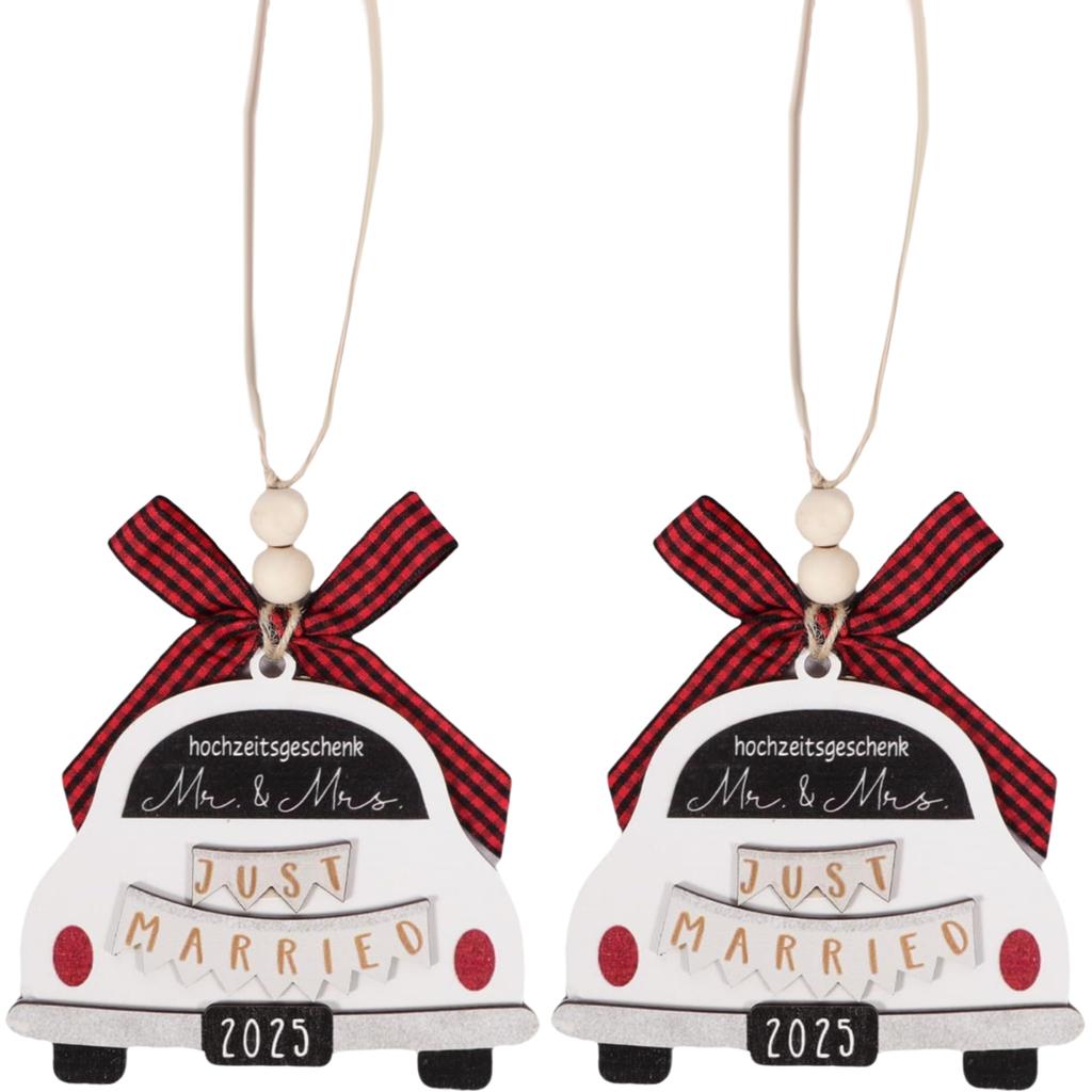 Handcrafted Mr And Mrs Christmas Tree Ornament For Newlyweds Wedding Gift Set Of 2 Wooden Decors