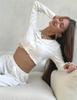 2025 European & American Autumn/Winter Knitted Cotton-Blend Long Sleeve Pant Set for Women
