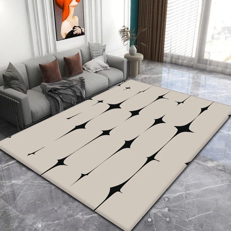 Nordic Black White Jagged Pattern Carpets for Living Room Soft Washable Non-slip Large Area Rugs for Bedroom Decoration Home Mat
