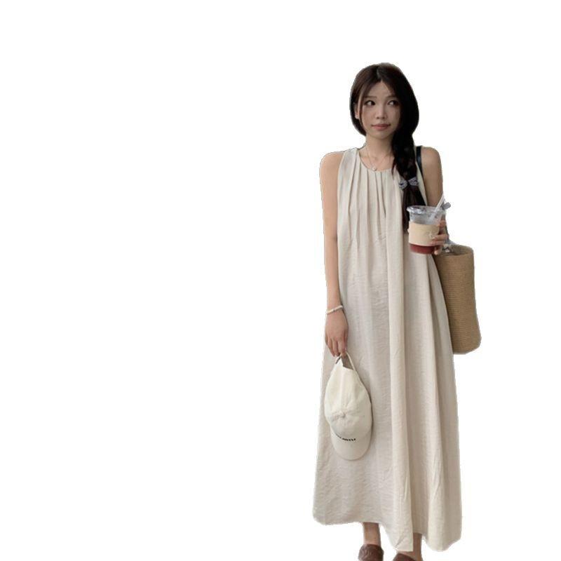 French Loose and Thin Casual French Temperament Dress Gentle Wind Solid Color Korean Version Summer New Sleeveless Skirt